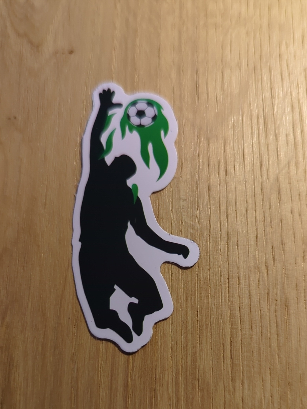 Soccer Player Silhouette Sticker Green Flame Graphic